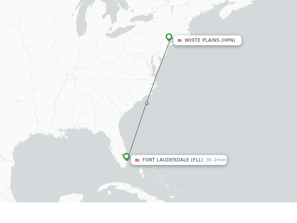 Flights from White Plains to Fort Lauderdale route map