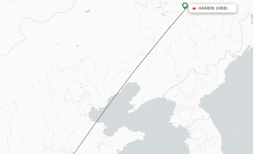 Flights from Harbin to Heze route map
