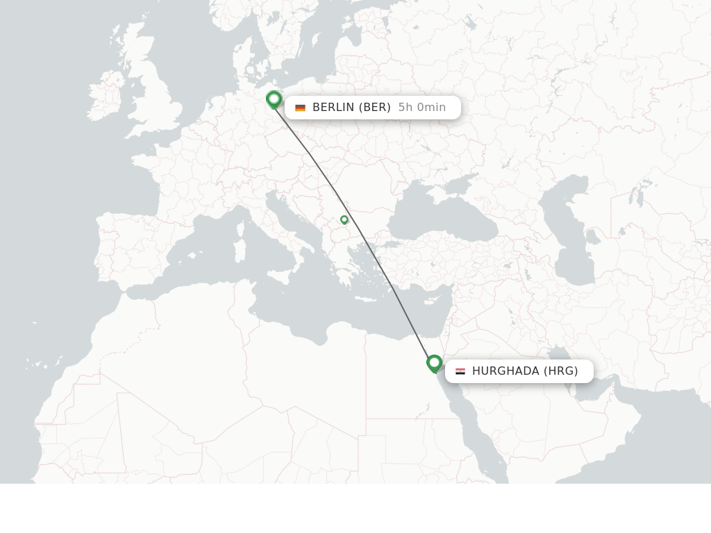 Flights from Hurghada to Berlin route map