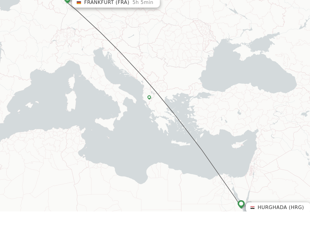 Flights from Hurghada to Frankfurt route map