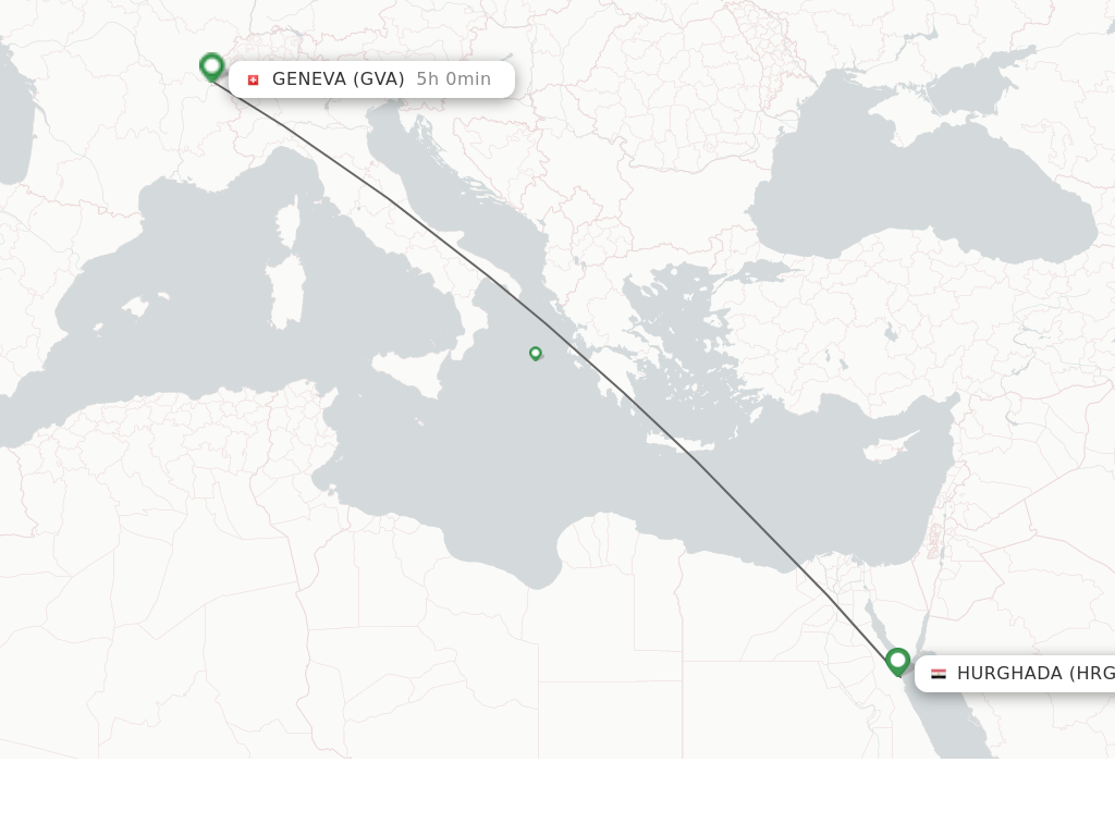Flights from Hurghada to Geneva route map