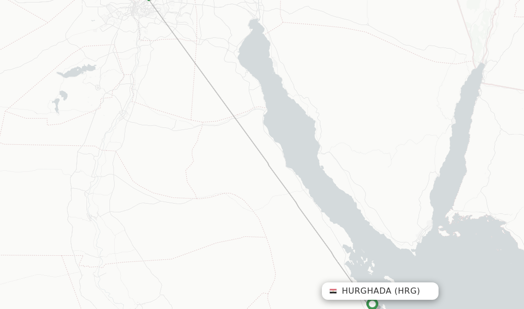 Route map with flights from Hurghada with Nile Air