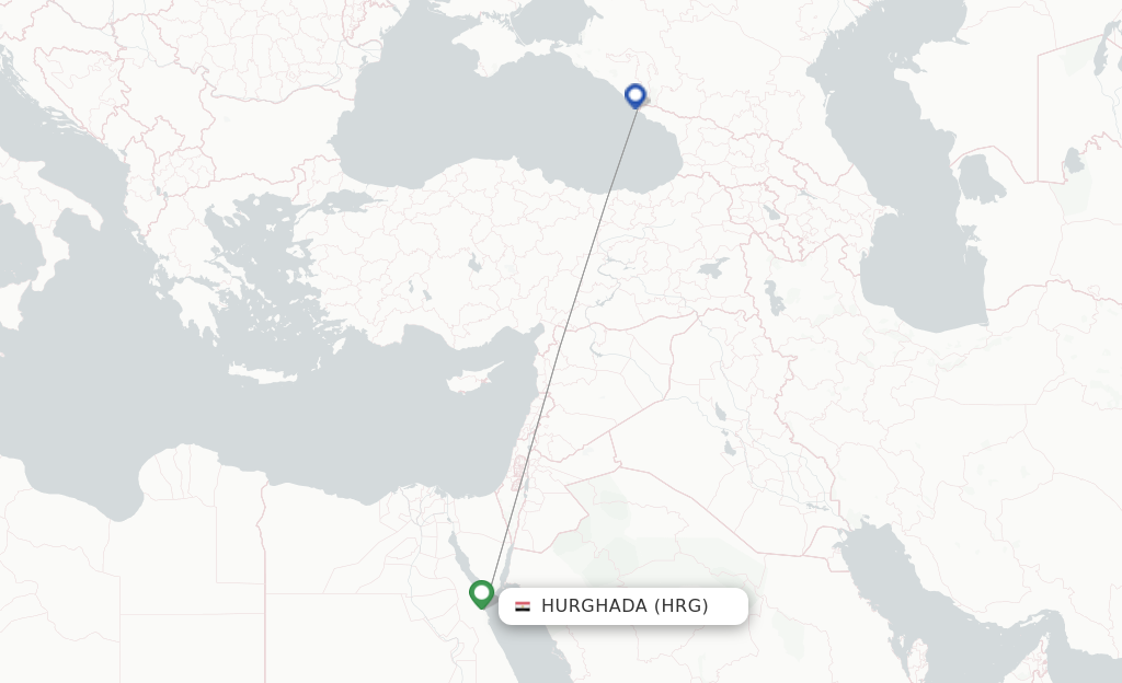 Route map with flights from Hurghada with Aeroflot