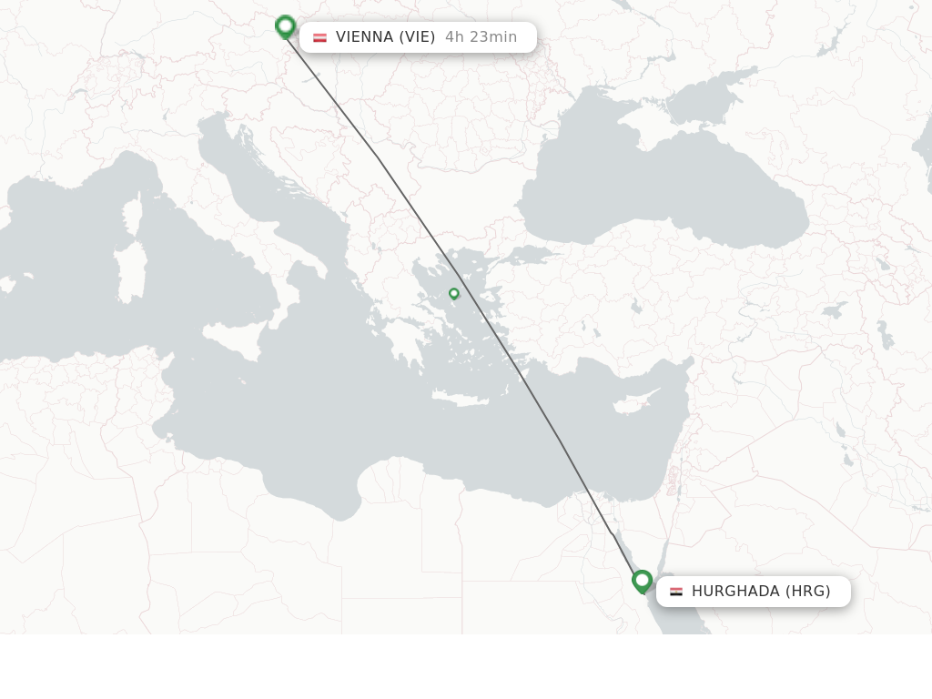 Flights from Hurghada to Vienna route map