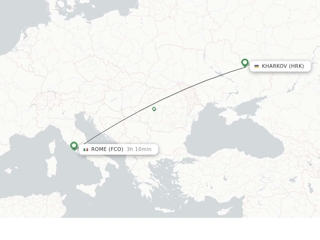 Flights from Kharkov to Rome route map