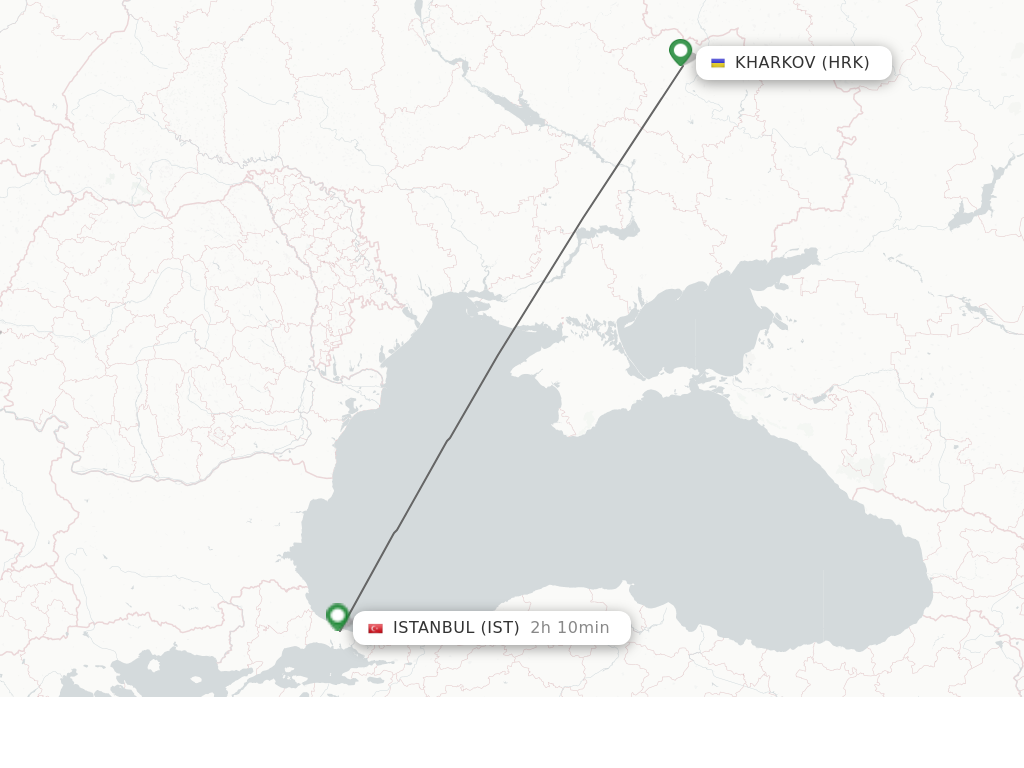 Flights from Kharkov to Istanbul route map