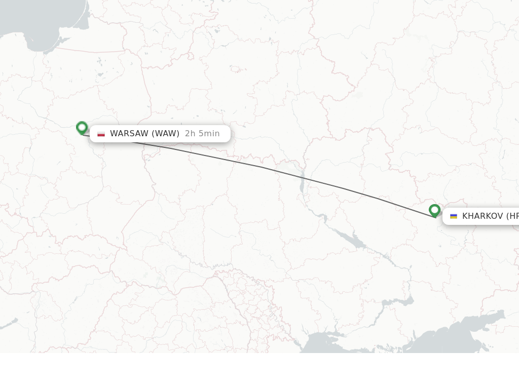 Flights from Kharkov to Warsaw route map