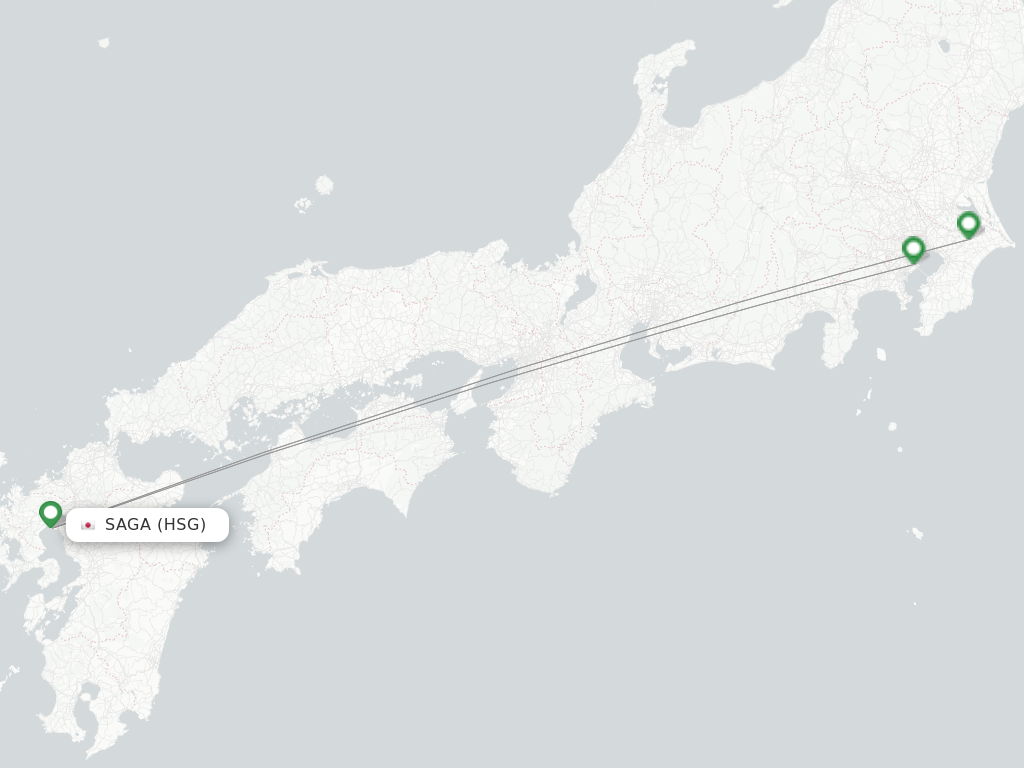 Route map with flights from Saga with Tigerair Taiwan