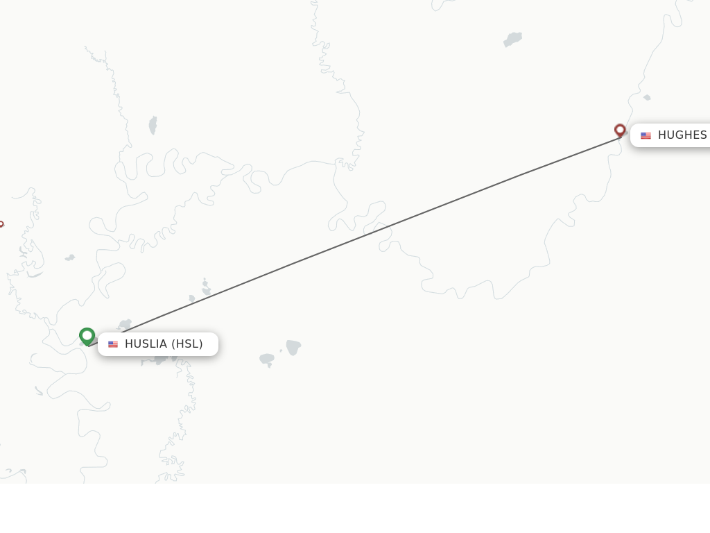 Flights from Huslia to Hughes route map