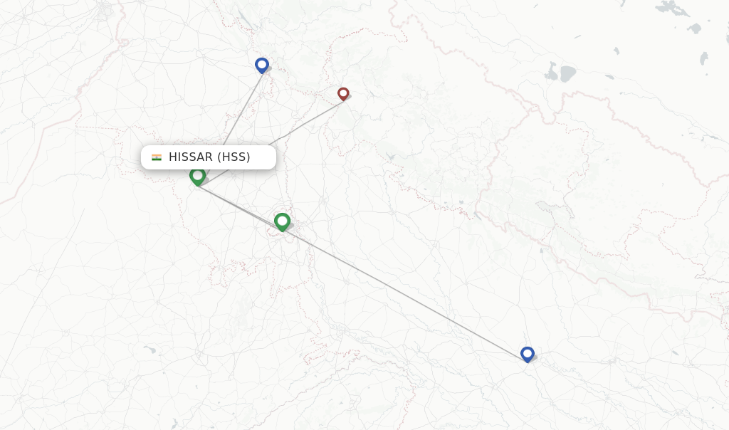 Route map with flights from Hissar with Alliance Air