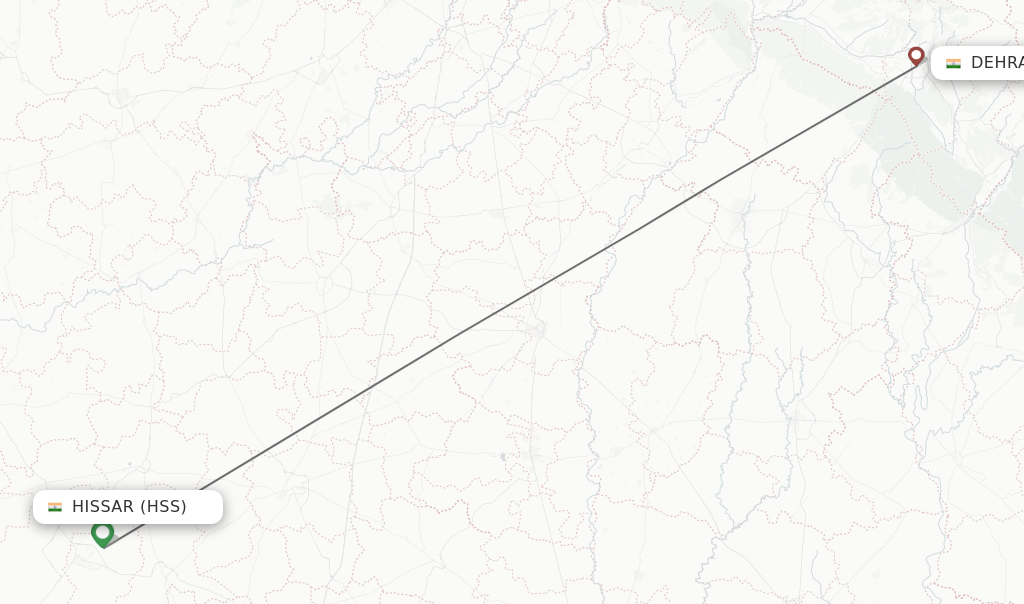 Flights from Hissar to Dehra Dun route map
