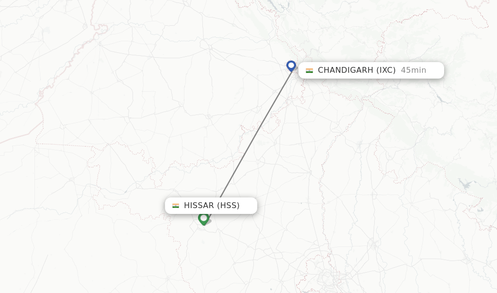 Flights from Hissar to Chandigarh route map