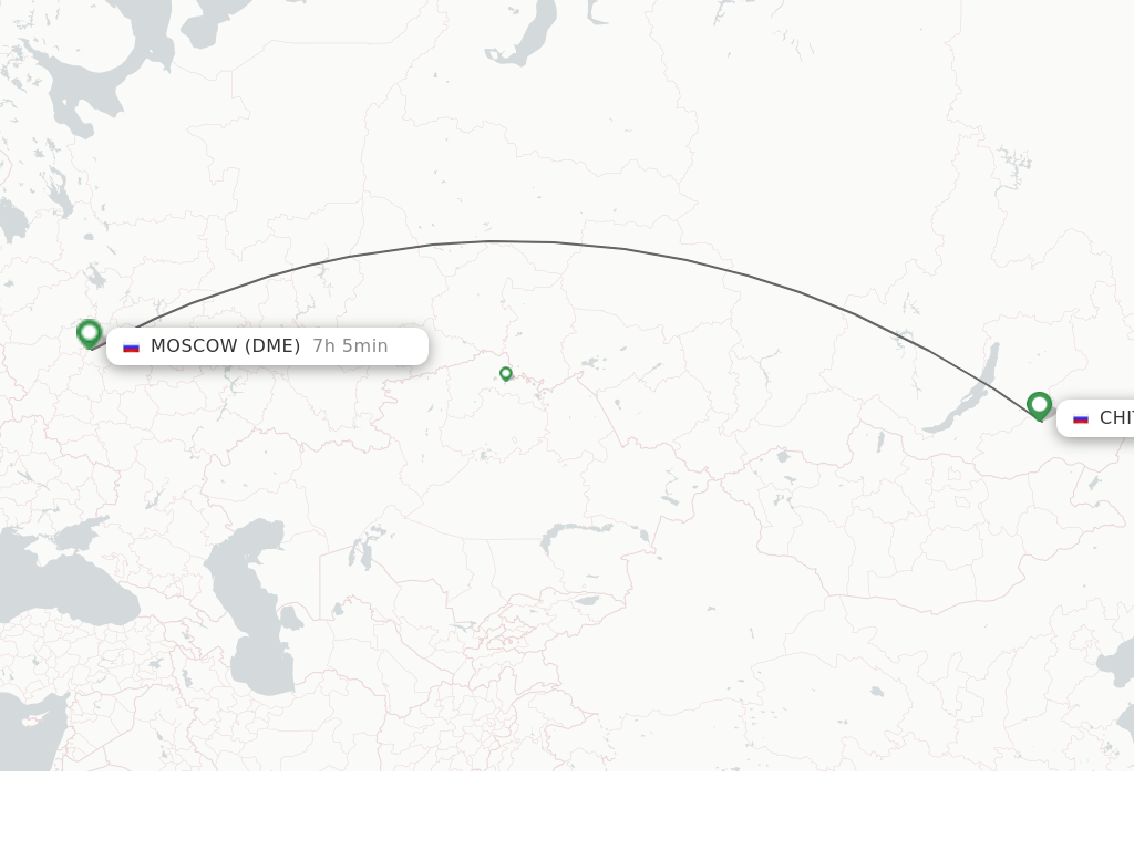 Flights from Chita to Moscow route map