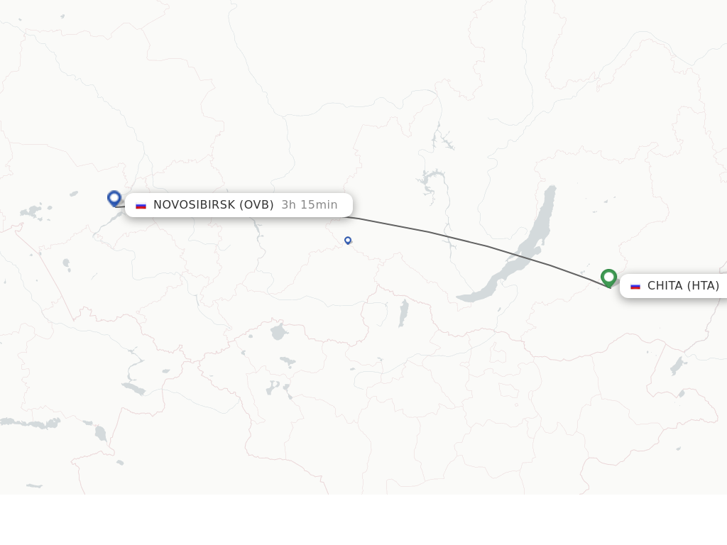 Flights from Chita to Novosibirsk route map