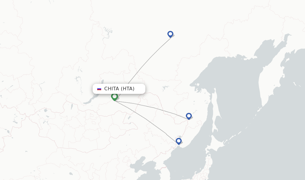 Route map with flights from Chita with Yakutia