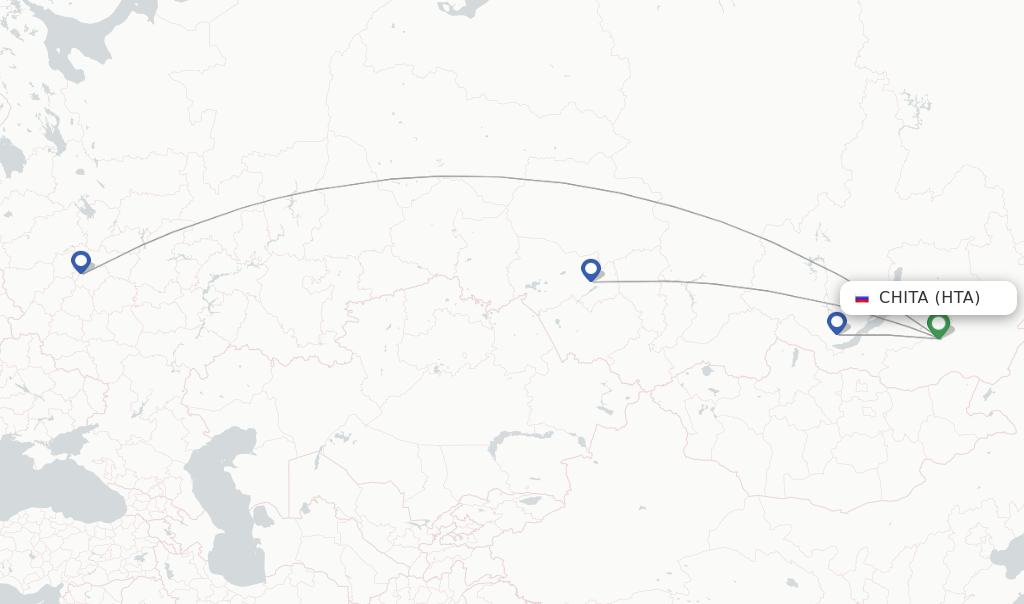 Route map with flights from Chita with S7 Airlines