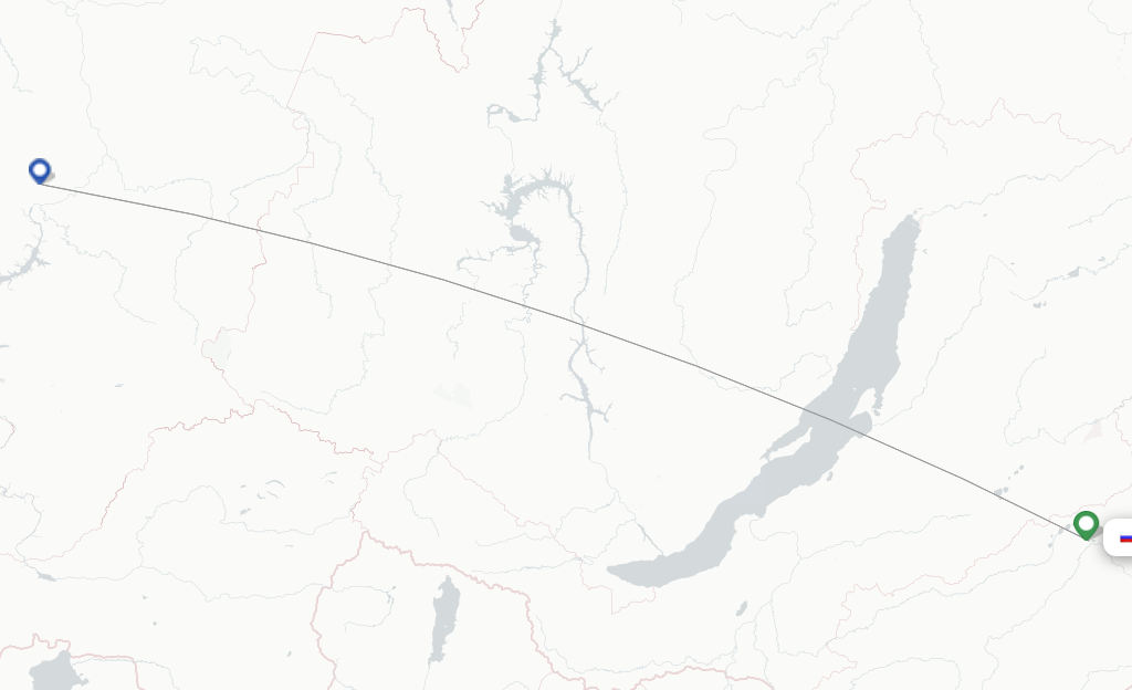 Route map with flights from Chita with Aeroflot
