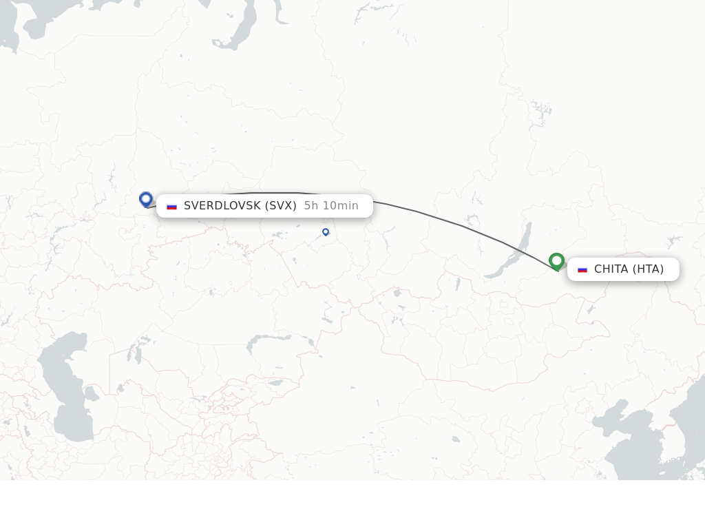 Flights from Chita to Sverdlovsk route map