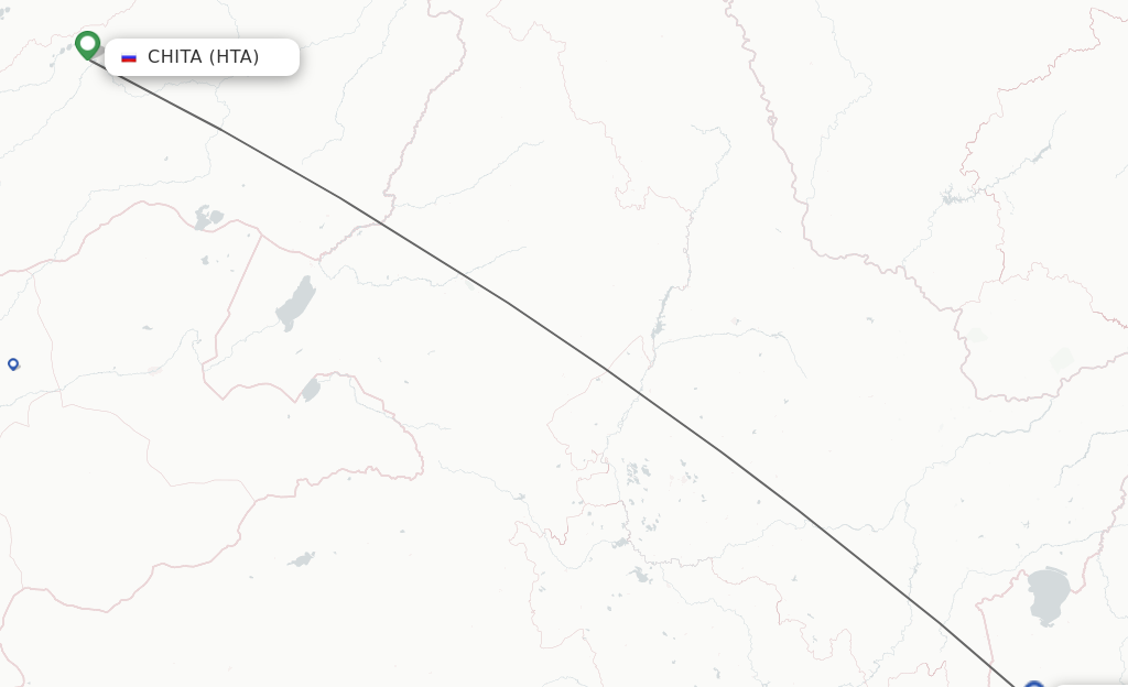 Flights from Chita to Vladivostok route map