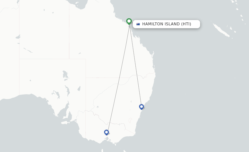 Route map with flights from Hamilton Island with Jetstar