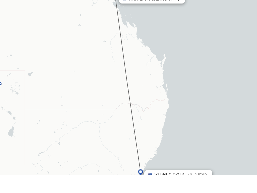 Flights from Hamilton Island to Sydney route map