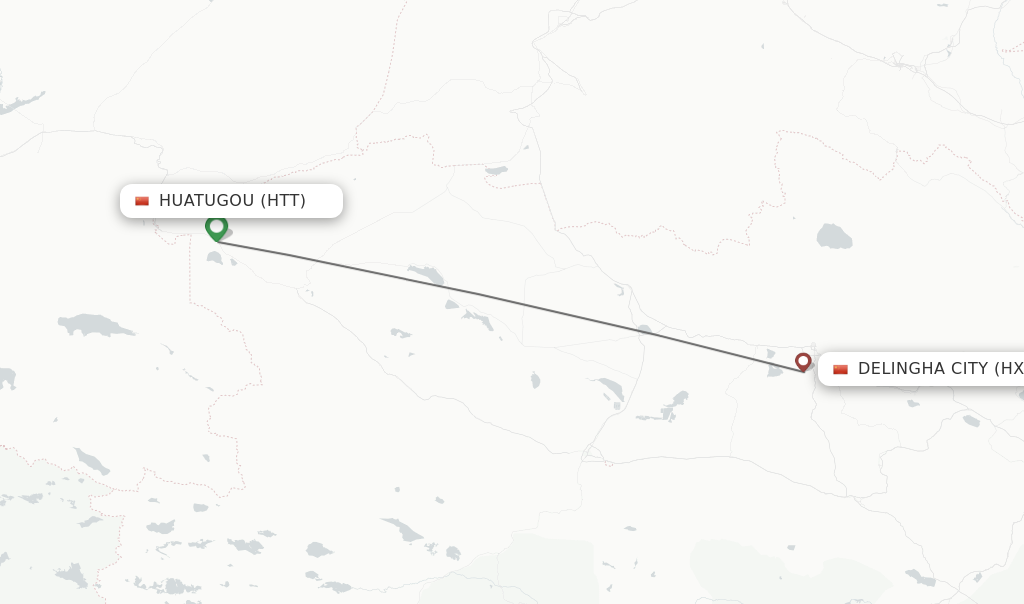 Flights from Huatugou to Delingha City route map