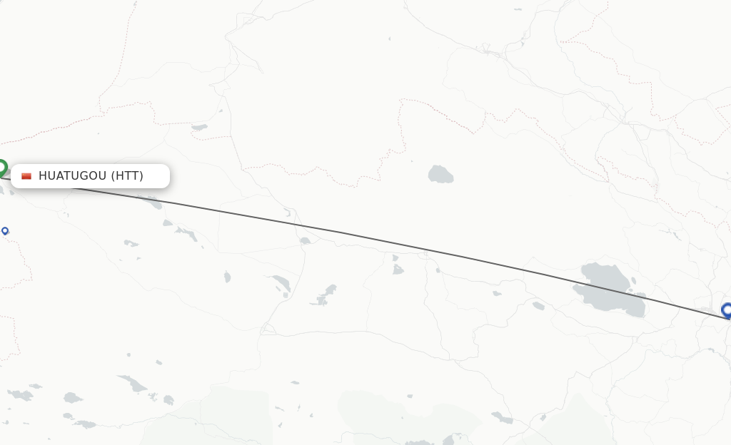 Flights from Huatugou to Xining route map