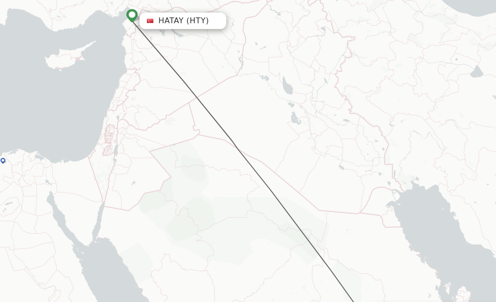 Flights from Antakya to Riyadh route map