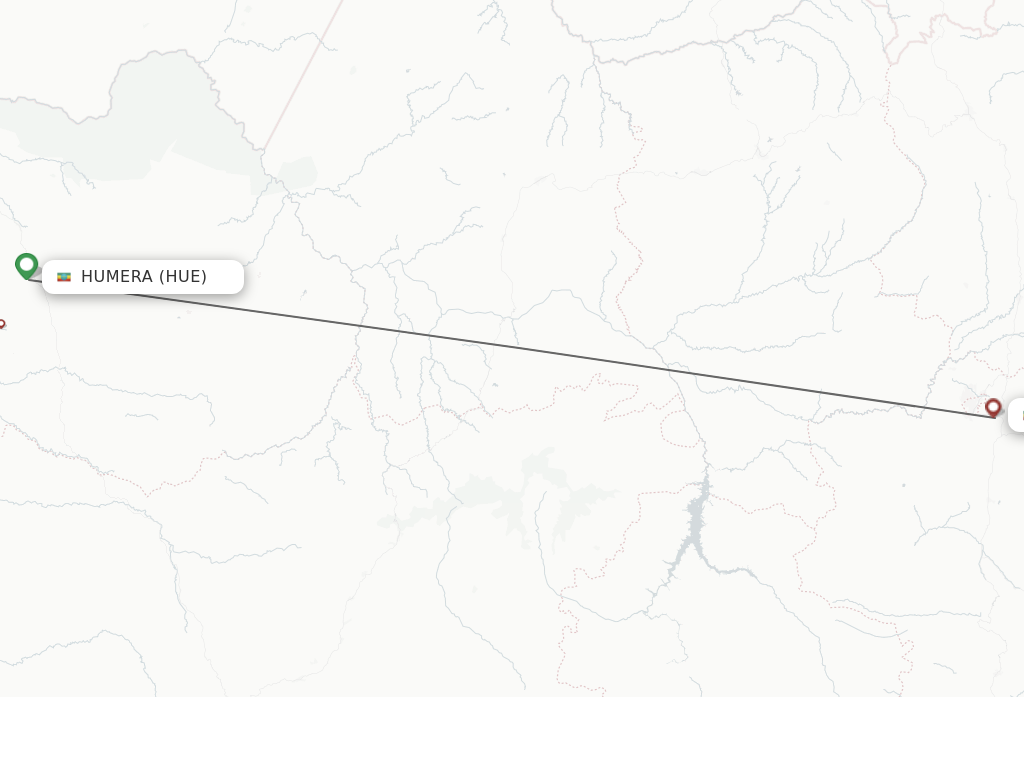 Flights from Humera to Makale route map