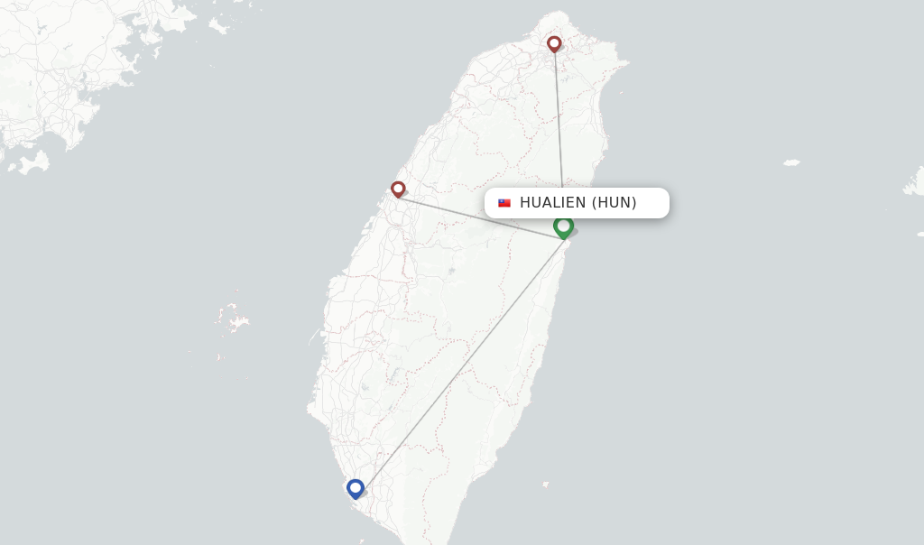 Flights from Hualien to Jinan route map