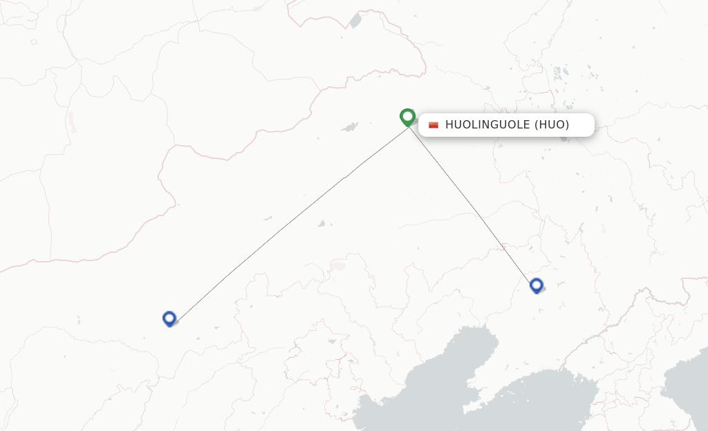 Route map with flights from Huolinguole with Ruili Airlines