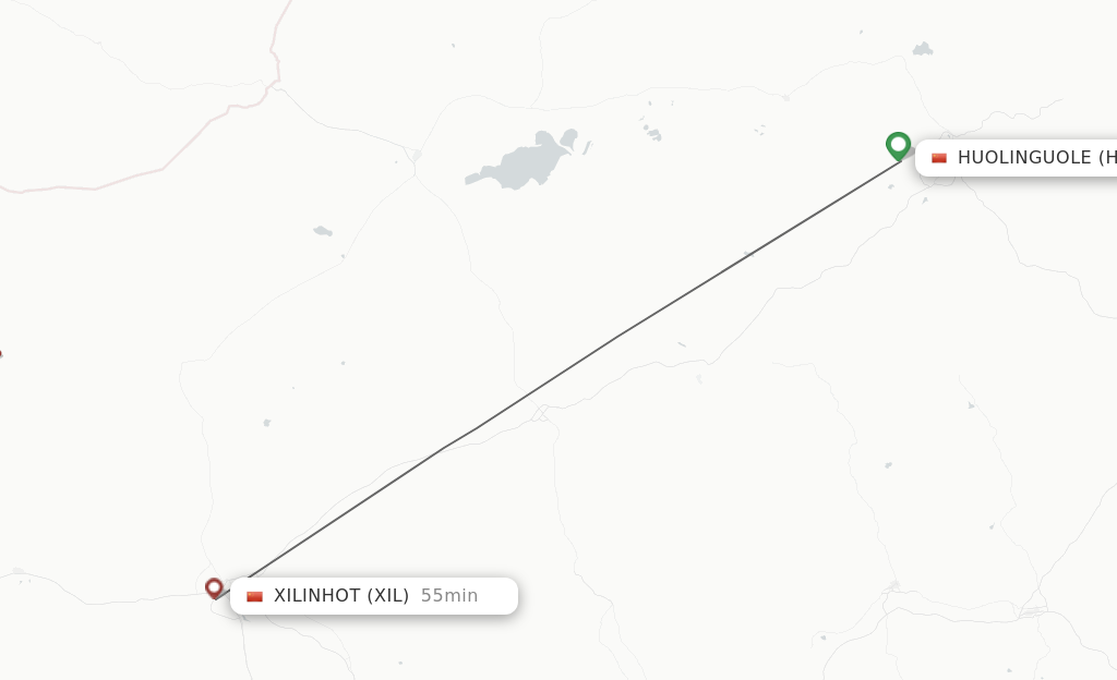 Flights from Huolinguole to Xilinhot route map