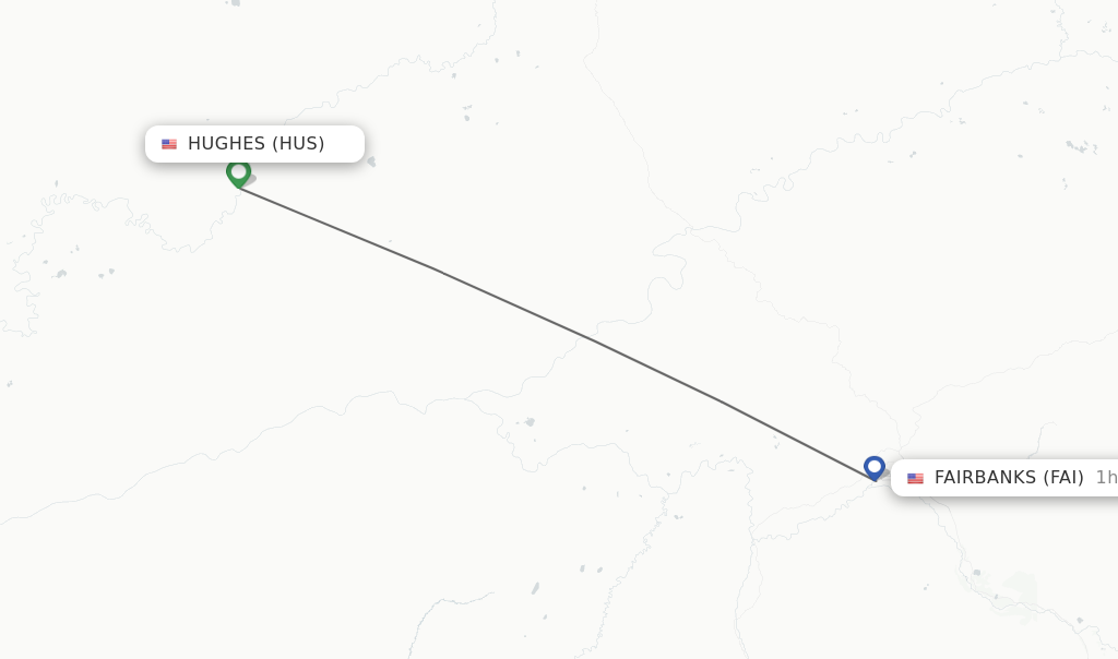 Flights from Hughes to Fairbanks route map