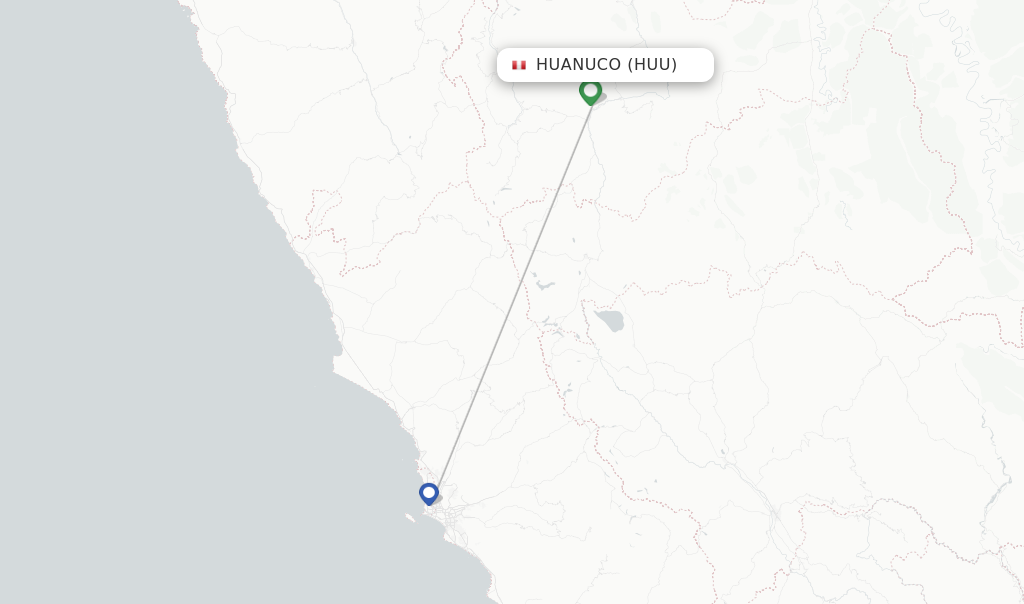 Route map with flights from Huanuco with 21 Air