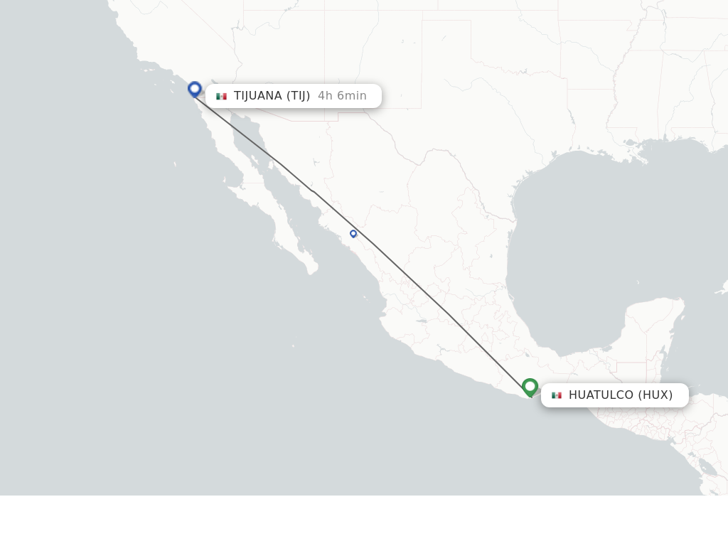 Flights from Tijuana to Huatulco route map
