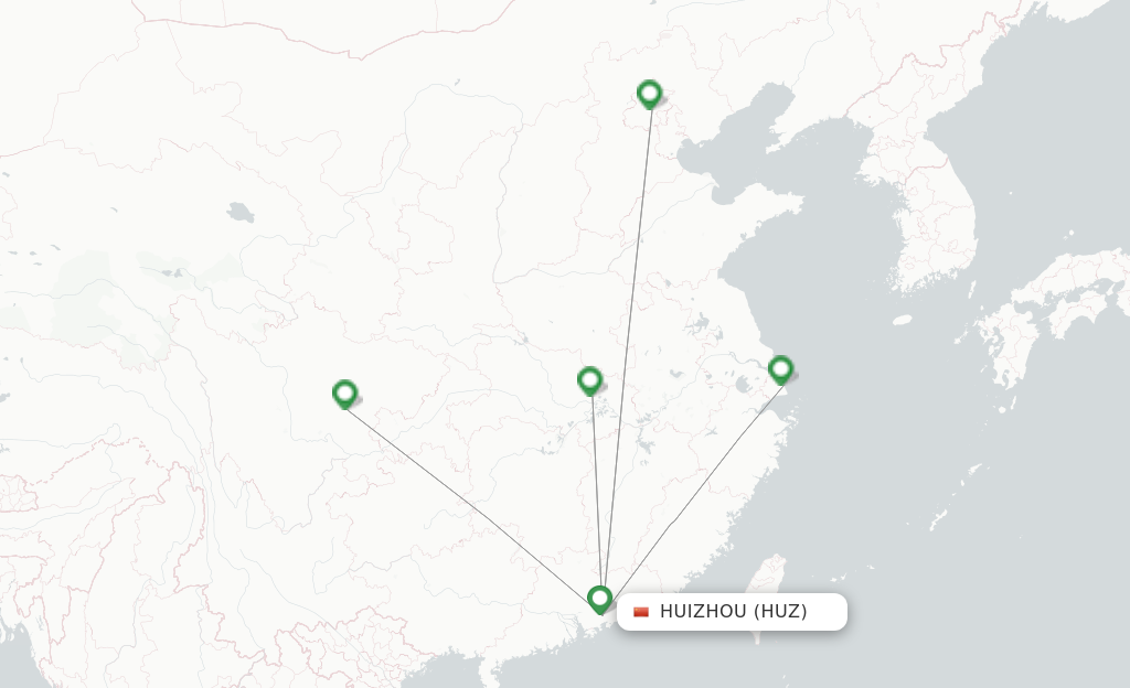 Route map with flights from Huizhou with Air China