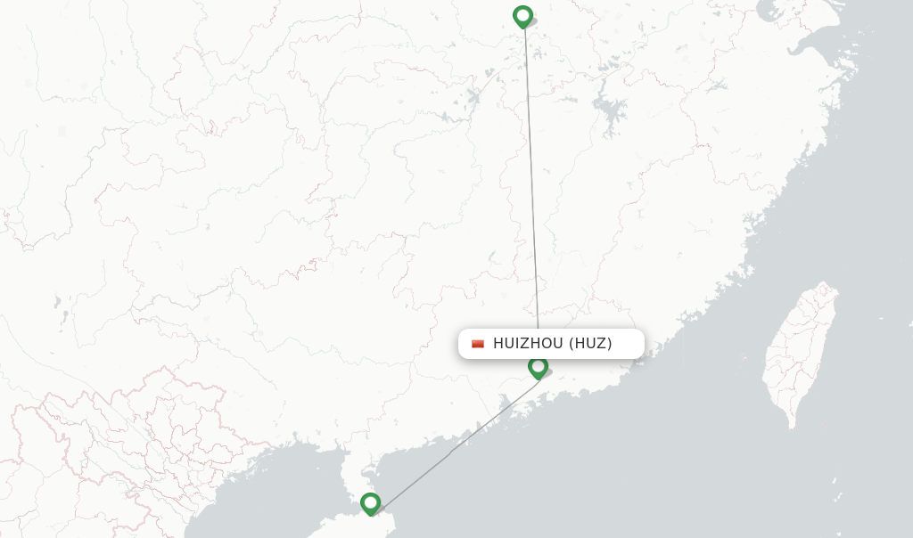 Route map with flights from Huizhou with Tianjin Airlines