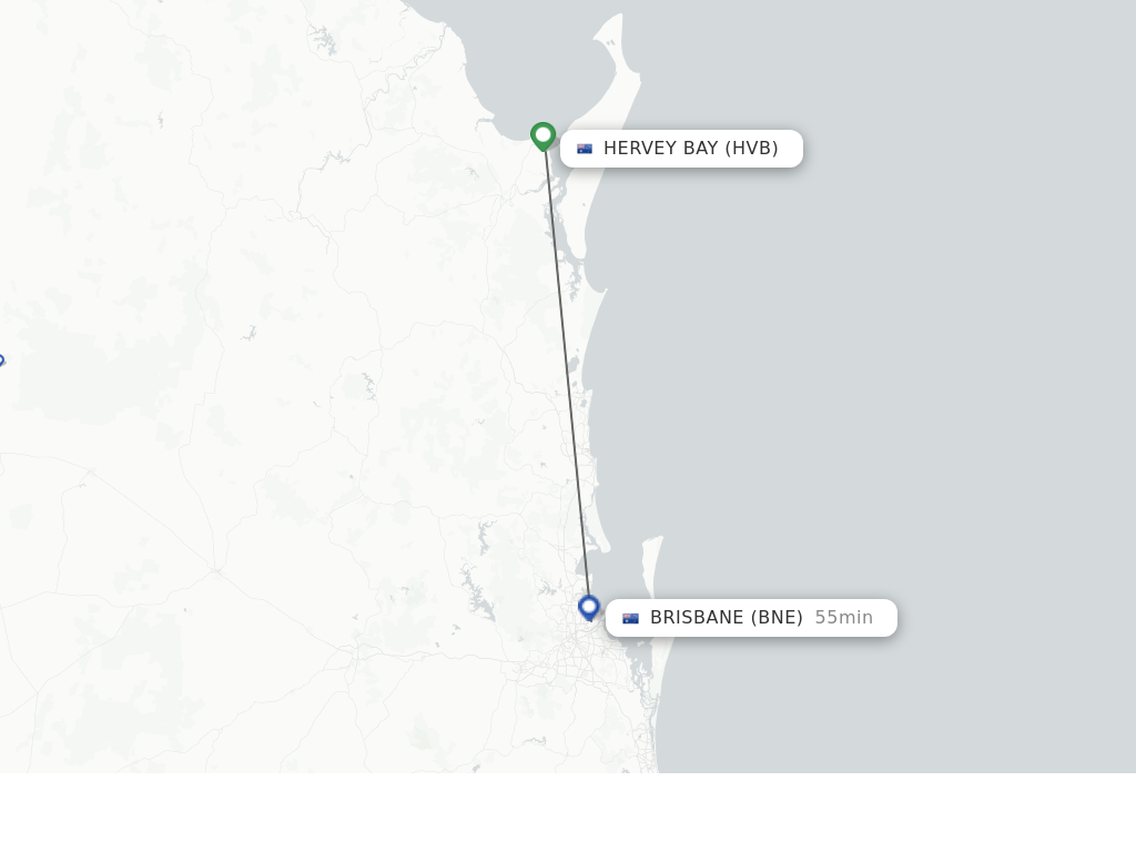 Flights from Hervey Bay to Brisbane route map