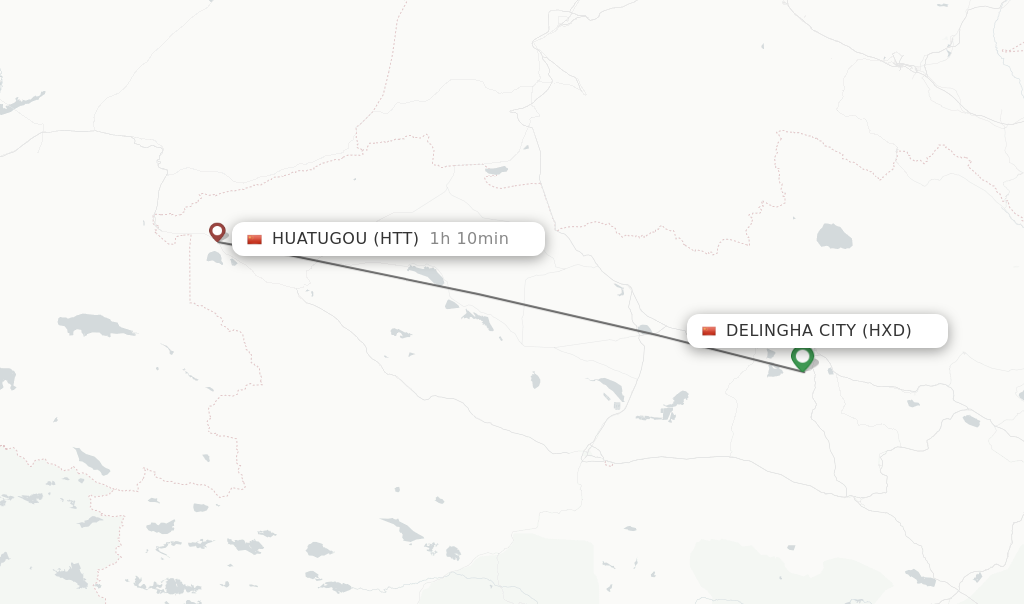 Flights from Delingha City to Huatugou route map
