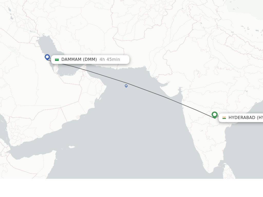 Direct (non-stop) flights from Hyderabad to Dammam - schedules