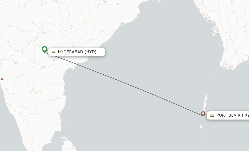 Flights from Hyderabad to Port Blair route map