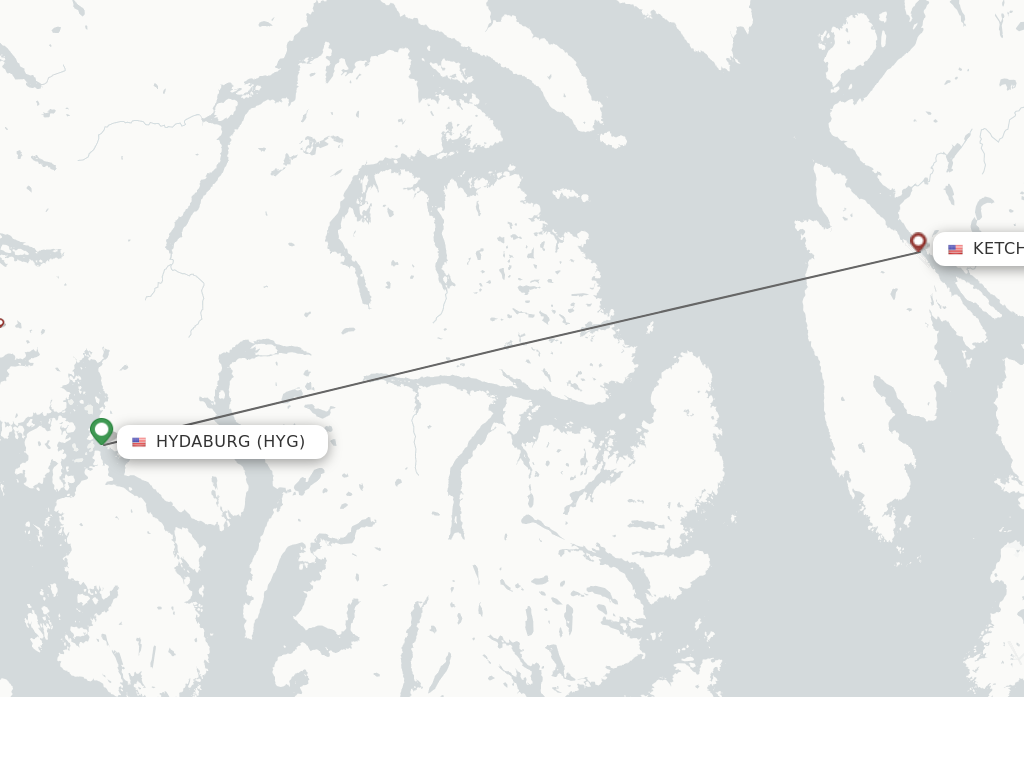 Flights from Hydaburg to Ketchikan route map