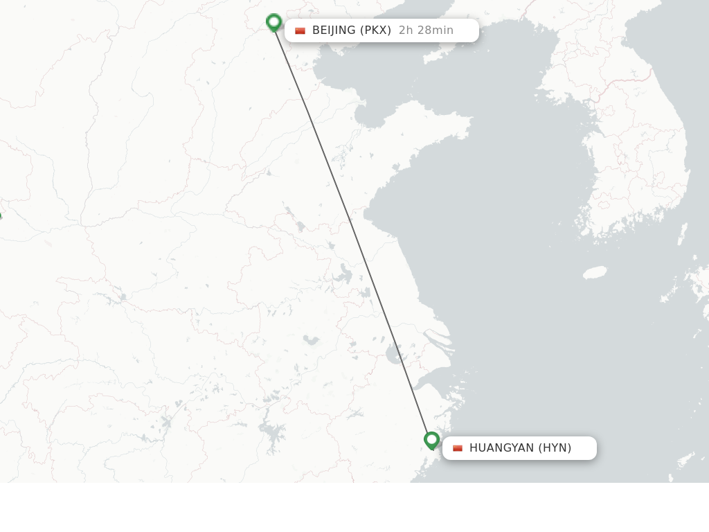 Flights from Taizhou to Beijing route map