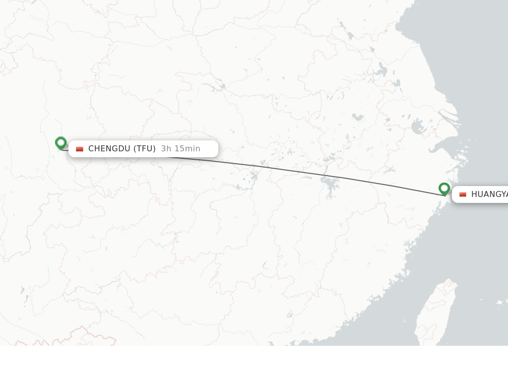 Flights from Taizhou to Chengdu route map