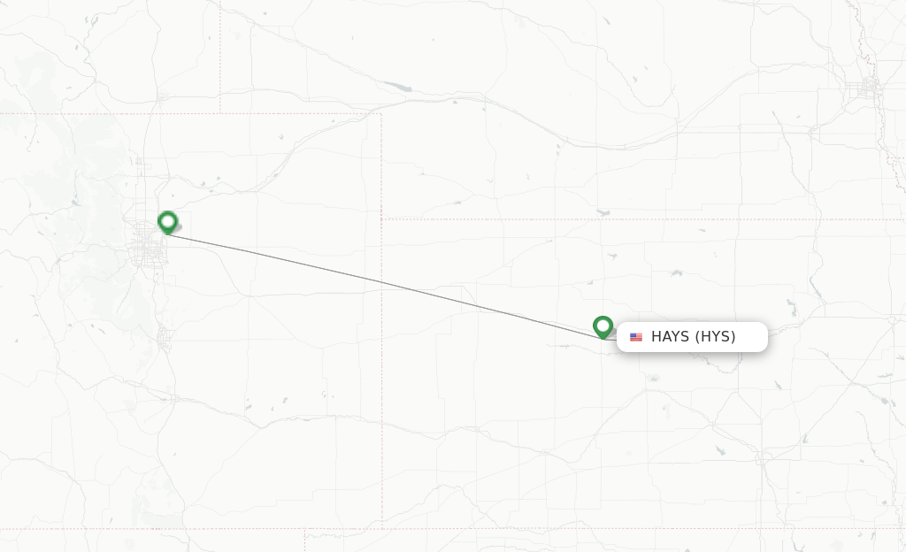 Route map with flights from Hays with United