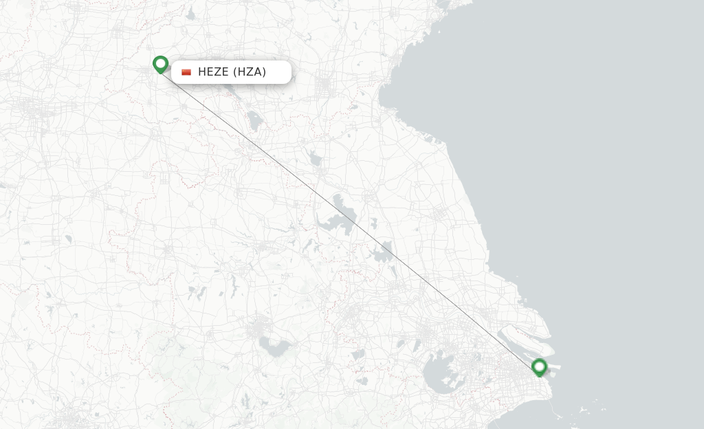 Route map with flights from Heze with Spring Airlines