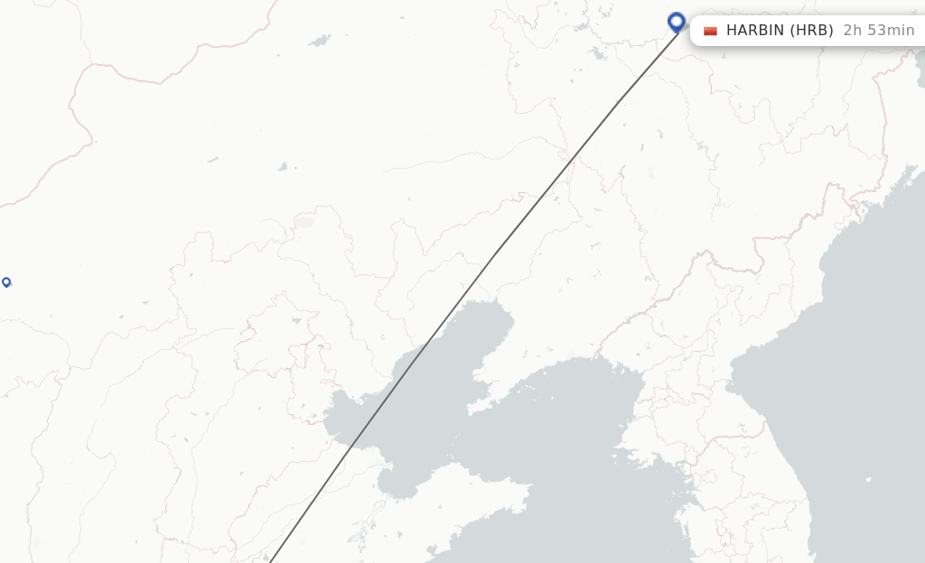 Flights from Heze to Harbin route map