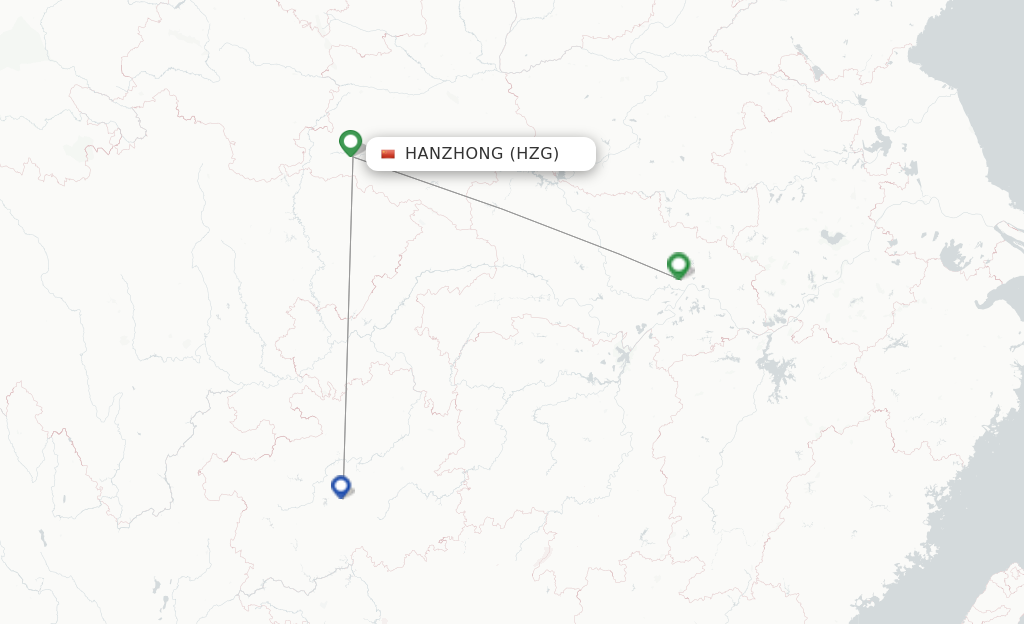 Route map with flights from Hanzhong with Gestair