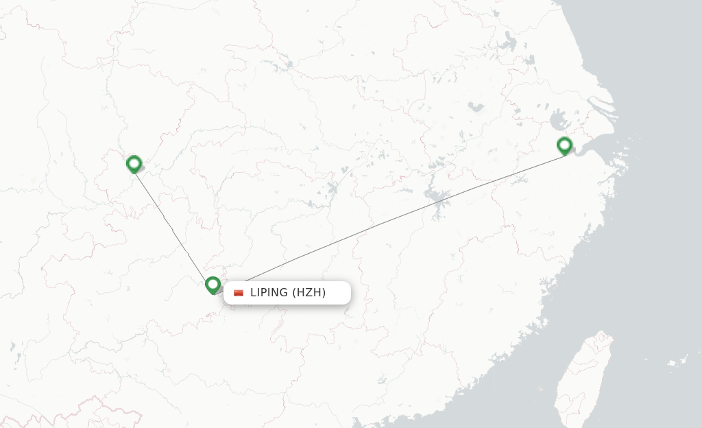 Route map with flights from Liping with Chongqing Airlines