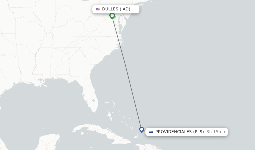 Direct (non-stop) flights from Dulles to Providenciales - schedules -